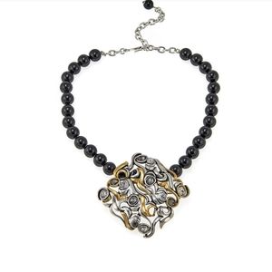 CLB NYC "Wind" Crystal-AccentedPin/Pendant with Beaded Necklace